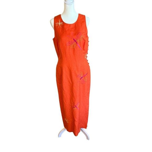 Donna Morgan orange firefly embroidered dress size 8 - Picture 1 of 6